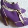 Olasz, bőrtalpú, vászon elgáns lila cipő 39-es