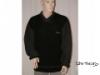 V kivágású fekete szürke kötött meleg férfi pulóver XL