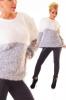 Szőrös hatású két színű kötött női pulóver