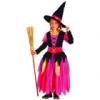 Boszorkány jelmez kalappal - 110-120 cm-es méret, pink-fekete