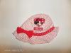 38 cm-es fehér-piros csíkos nyári kalap - Minnie E