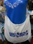 Kalocsai kékkel hímzett futómintás (Szervető motívum) nagyméretű fehér táska
