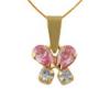 Pillangó arany medál nyaklánccal, rózsaszín és fehér cirkónia kövekkel