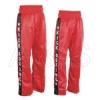 Kick-box nadrág (piros, fekete csíkos, szatén)