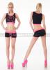 Női sportruházat, top és short szett - fekete-pink