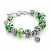 Pandora stílusú szives kristályos karkötő - Zöld