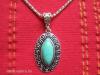 Kék türkiz tibeti ezüst jellegű nyaklánc OVÁLIS