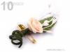 Esküvői bokréta, kitűző szatén rózsával - bézs