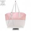 Rózsaszín-fehér női bőr táska