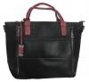 Fekete táska, bordó pánttal női táska